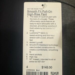 Lululemon Athletica Black High-Rise Straight Leg Pants